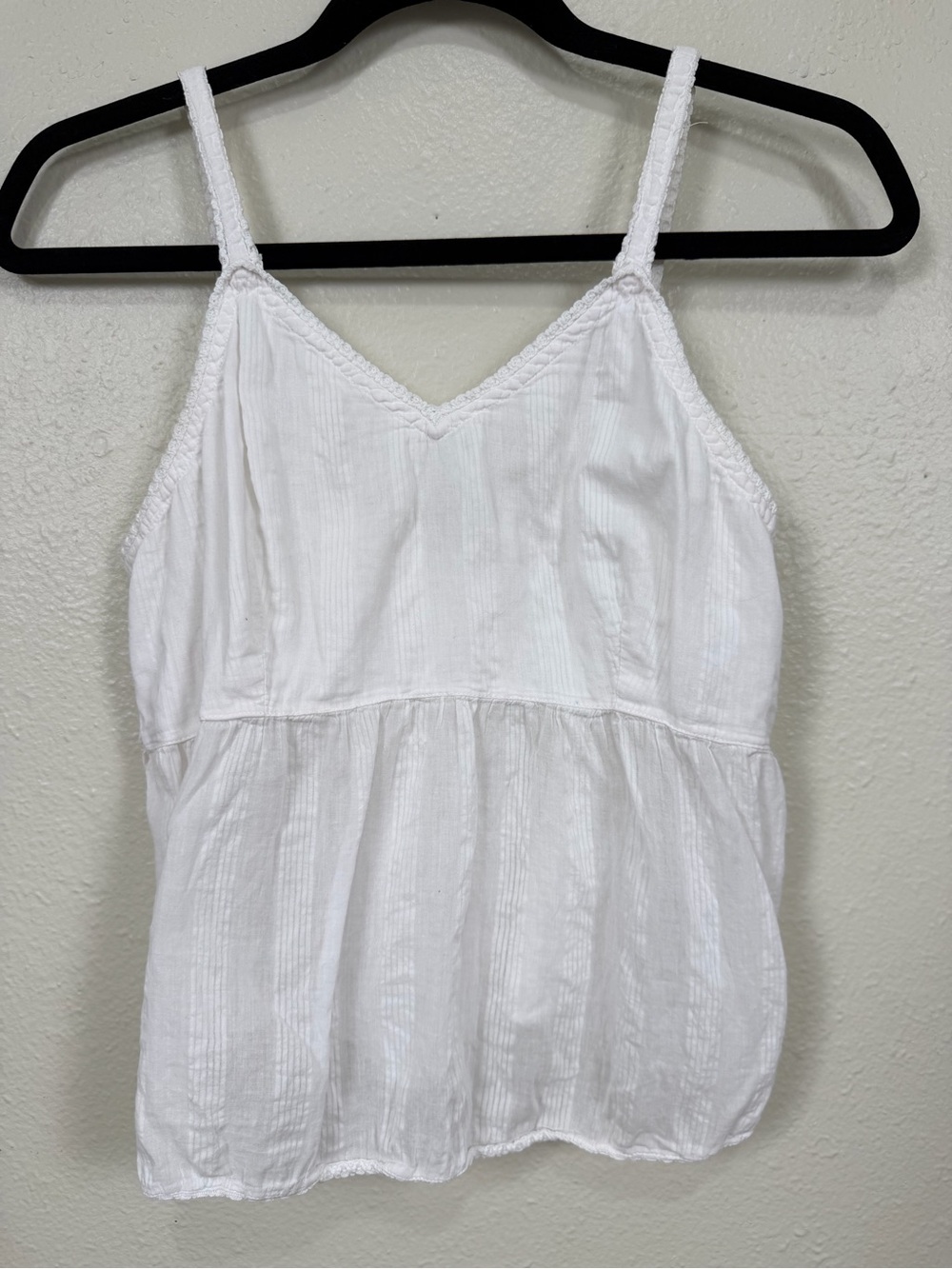 Noa Noa White Cotton Gauze Babydoll Camisole Top Womens XS Crochet Trim Boho